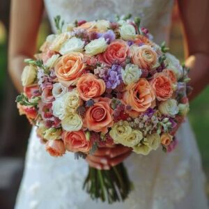 Traditionnellement, c'est le futur époux qui se charge d'offrir le bouquet de fleurs à sa future femme.